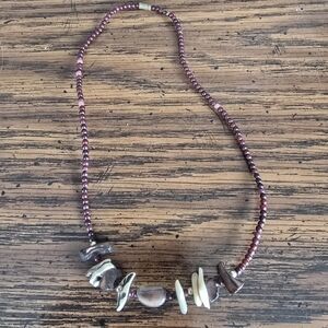 Elegant Purple and Cream Beaded Necklace